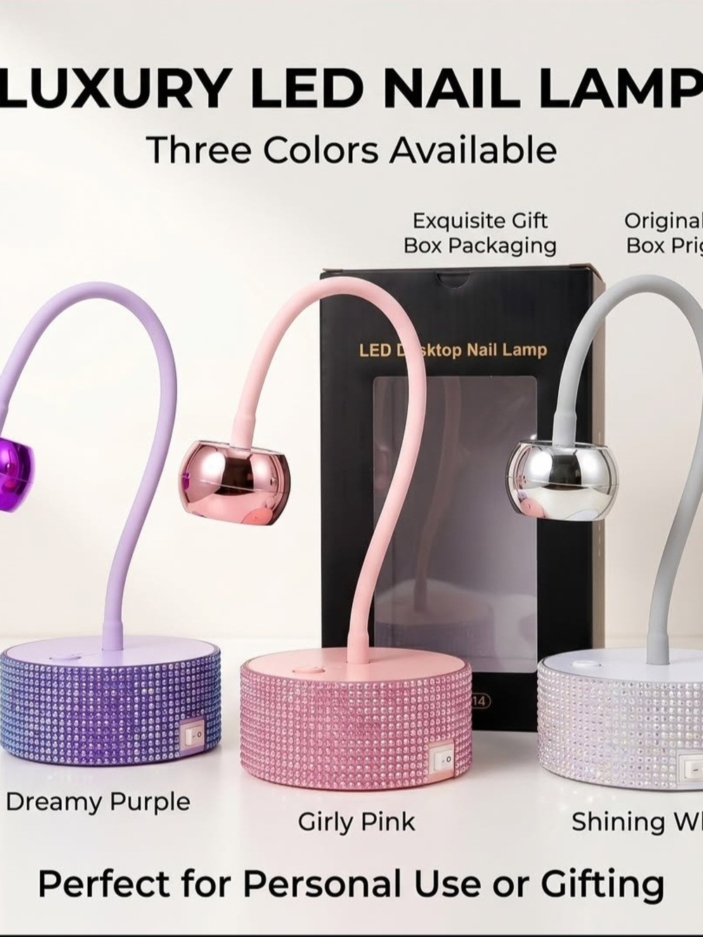 LED Nail Lamp Dreamy Purple UV Nail DIY rhinestone Base Manicures Home Desktop
